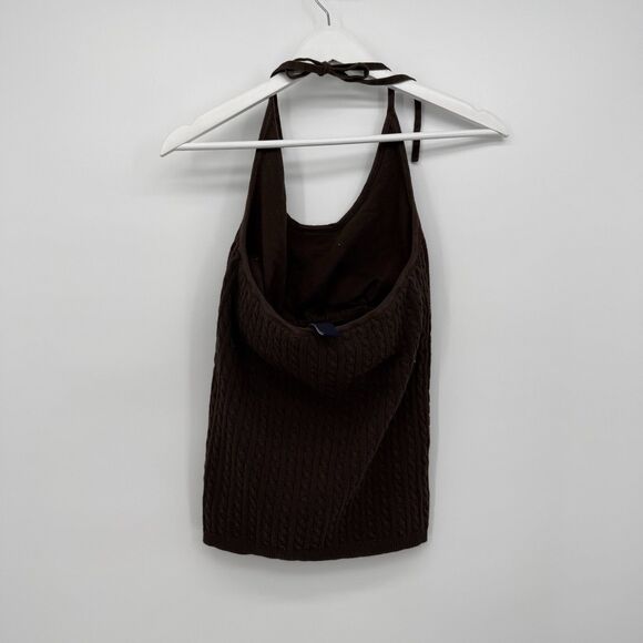 Gap Brown Y2k Halter Cable Knit Tank Top Cotton Size Large - Picture 7 of 11